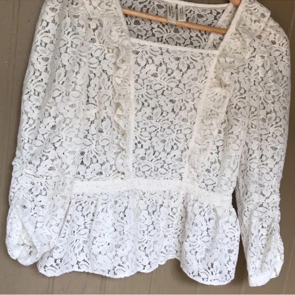 Anthropologie Meadow Rue Ivie Elegant White Lace Top